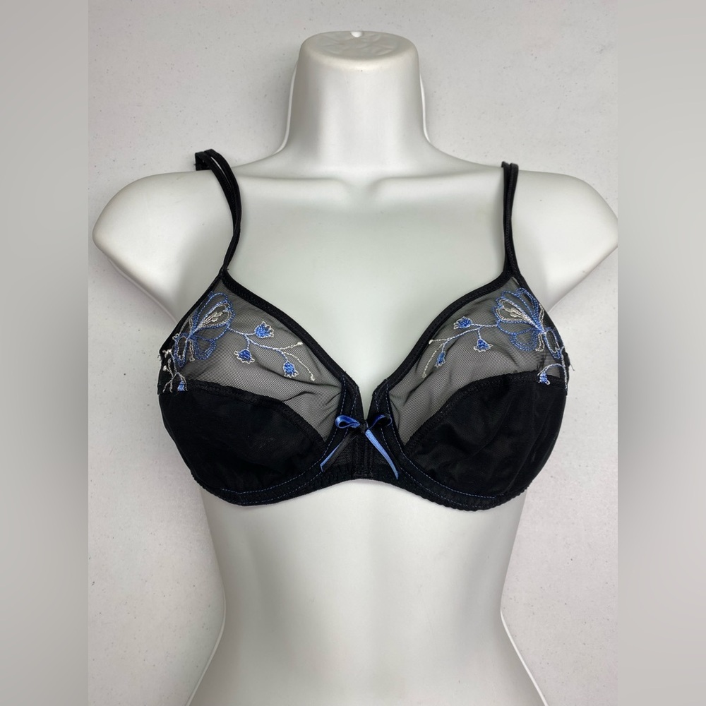 Simone Perele BLK/BLU Unlined Underwire, 34B *P1005